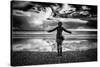 Young Girl Standing on a Beach-Rory Garforth-Stretched Canvas