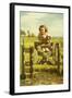 Young Girl Swinging on a Gate-John George Brown-Framed Giclee Print