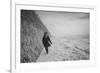 Young Girl Walking Beside the Sea Wall in England During Winter-Clive Nolan-Framed Photographic Print