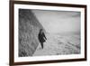Young Girl Walking Beside the Sea Wall in England During Winter-Clive Nolan-Framed Photographic Print