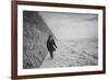 Young Girl Walking Beside the Sea Wall in England During Winter-Clive Nolan-Framed Photographic Print