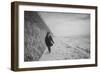 Young Girl Walking Beside the Sea Wall in England During Winter-Clive Nolan-Framed Photographic Print