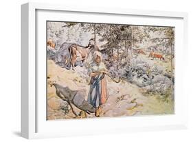 Young Girl Weaving, 1905-Carl Larsson-Framed Giclee Print