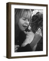 Young Girl Weeping, The Beatles' Fan Clutches Tuft of Grass on Which Ringo Had Walked On-Bill Ray-Framed Photographic Print