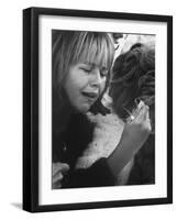 Young Girl Weeping, The Beatles' Fan Clutches Tuft of Grass on Which Ringo Had Walked On-Bill Ray-Framed Photographic Print