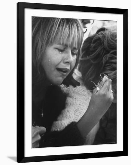 Young Girl Weeping, The Beatles' Fan Clutches Tuft of Grass on Which Ringo Had Walked On-Bill Ray-Framed Photographic Print