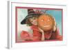 Young Girl Witch with Jack O'Lantern-null-Framed Art Print