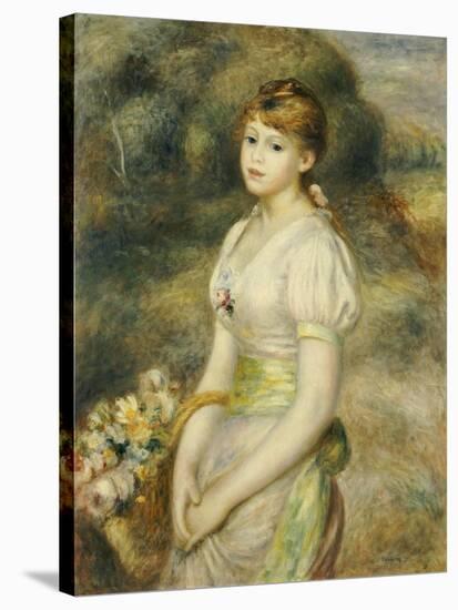 Young Girl with a Basket of Flowers, 1888-Pierre-Auguste Renoir-Stretched Canvas