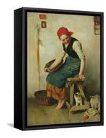 Young Girl with a Cat, 1884-Theodor Schmidt-Framed Stretched Canvas