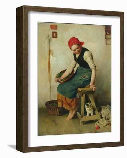 Young Girl with a Cat, 1884-Theodor Schmidt-Framed Giclee Print