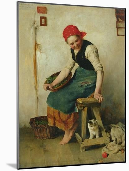 Young Girl with a Cat, 1884-Theodor Schmidt-Mounted Giclee Print