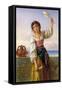 Young Girl with a Distaff-Joseph Bouvier-Framed Stretched Canvas