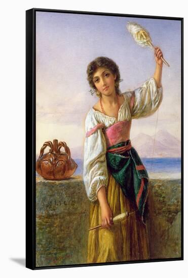 Young Girl with a Distaff-Joseph Bouvier-Framed Stretched Canvas