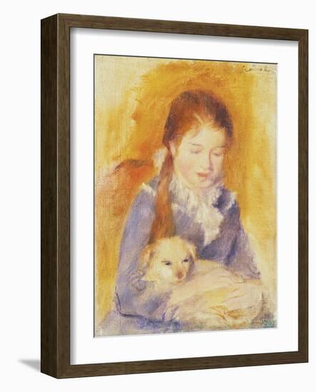 Young Girl with a Dog, C.1875-Pierre-Auguste Renoir-Framed Giclee Print