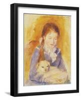 Young Girl with a Dog, C.1875-Pierre-Auguste Renoir-Framed Giclee Print