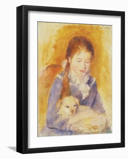 Young Girl with a Dog, C.1875-Pierre-Auguste Renoir-Framed Giclee Print