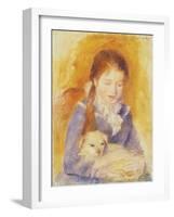 Young Girl with a Dog, C.1875-Pierre-Auguste Renoir-Framed Giclee Print