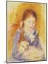 Young Girl with a Dog, C.1875-Pierre-Auguste Renoir-Mounted Giclee Print