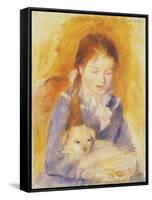 Young Girl with a Dog, C.1875-Pierre-Auguste Renoir-Framed Stretched Canvas
