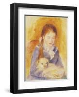 Young Girl with a Dog, C.1875-Pierre-Auguste Renoir-Framed Giclee Print