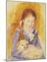 Young Girl with a Dog, C.1875-Pierre-Auguste Renoir-Mounted Giclee Print