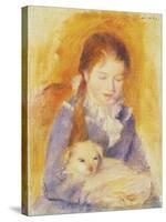 Young Girl with a Dog, C.1875-Pierre-Auguste Renoir-Stretched Canvas