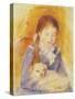 Young Girl with a Dog, C.1875-Pierre-Auguste Renoir-Stretched Canvas