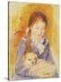 Young Girl with a Dog, C.1875-Pierre-Auguste Renoir-Stretched Canvas