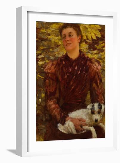 Young Girl With a Dog-Henry Herbert La Thangue-Framed Giclee Print
