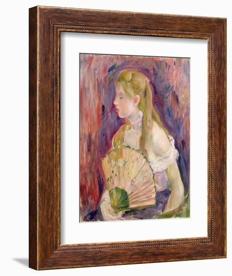 Young Girl with a Fan, 1893-Berthe Morisot-Framed Giclee Print