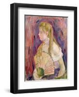 Young Girl with a Fan, 1893-Berthe Morisot-Framed Giclee Print