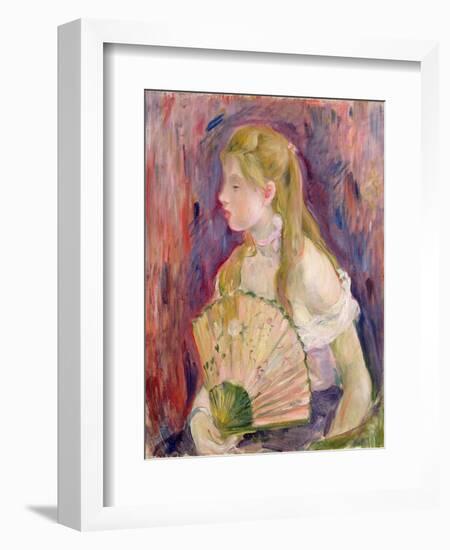 Young Girl with a Fan, 1893-Berthe Morisot-Framed Giclee Print