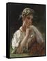 Young Girl with a Garland-Firs Sergeevich Zhuravlev-Framed Stretched Canvas
