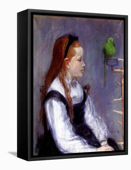 Young Girl with a Parrot, C.1873-Berthe Morisot-Framed Stretched Canvas