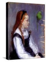 Young Girl with a Parrot, C.1873-Berthe Morisot-Stretched Canvas