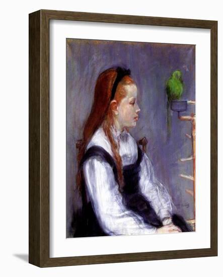 Young Girl with a Parrot, C.1873-Berthe Morisot-Framed Giclee Print