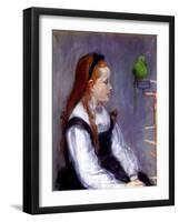 Young Girl with a Parrot, C.1873-Berthe Morisot-Framed Giclee Print