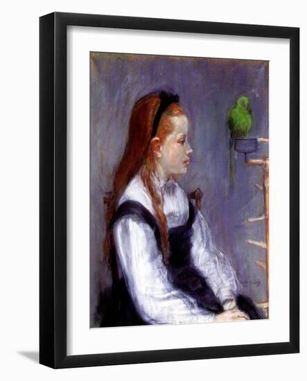 Young Girl with a Parrot, C.1873-Berthe Morisot-Framed Giclee Print