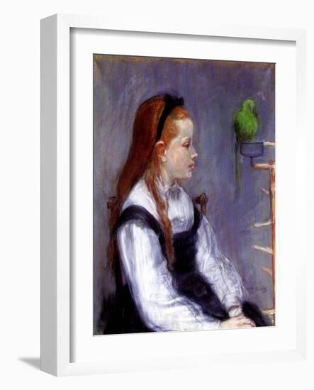 Young Girl with a Parrot, C.1873-Berthe Morisot-Framed Giclee Print