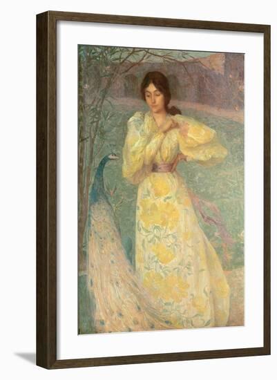 Young Girl with a Peacock-Edmond-francois Aman-jean-Framed Giclee Print