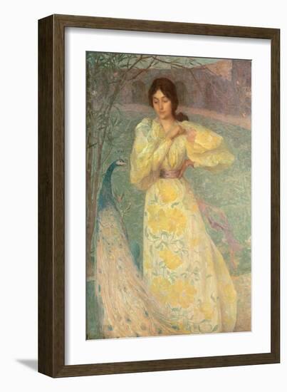 Young Girl with a Peacock-Edmond-francois Aman-jean-Framed Giclee Print