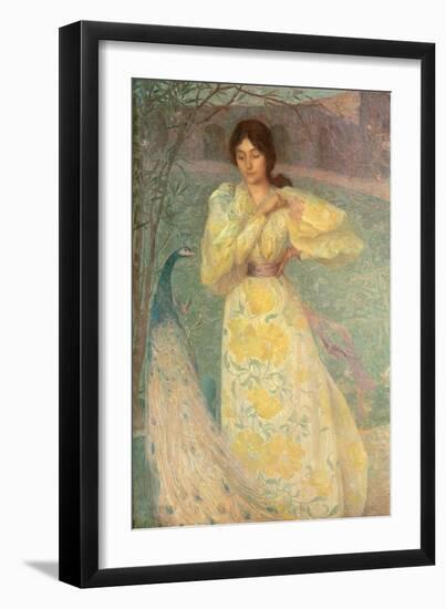 Young Girl with a Peacock-Edmond-francois Aman-jean-Framed Giclee Print