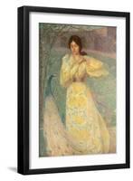 Young Girl with a Peacock-Edmond-francois Aman-jean-Framed Giclee Print