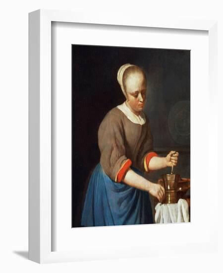 Young Girl with a Pestle and Mortar-Gabriel Metsu-Framed Giclee Print