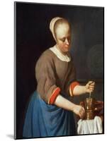 Young Girl with a Pestle and Mortar-Gabriel Metsu-Mounted Giclee Print