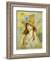 Young Girl with a Straw Hat, 1884-Pierre-Auguste Renoir-Framed Giclee Print