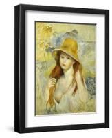 Young Girl with a Straw Hat, 1884-Pierre-Auguste Renoir-Framed Giclee Print