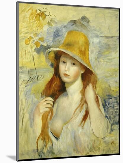 Young Girl with a Straw Hat, 1884-Pierre-Auguste Renoir-Mounted Giclee Print