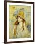 Young Girl with a Straw Hat, 1884-Pierre-Auguste Renoir-Framed Giclee Print