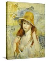 Young Girl with a Straw Hat, 1884-Pierre-Auguste Renoir-Stretched Canvas